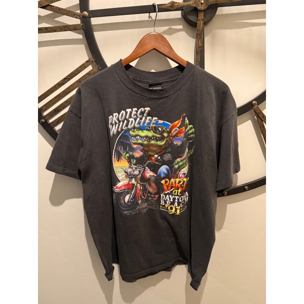 Rare Protect wildlife 50th Anniversary vintage 3d emblem harley davidson t shirt